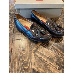 Cole Haan Pinch Tassel Penny Loafer Dress Shoes Men 8.5 Burgandy Preppy Academia